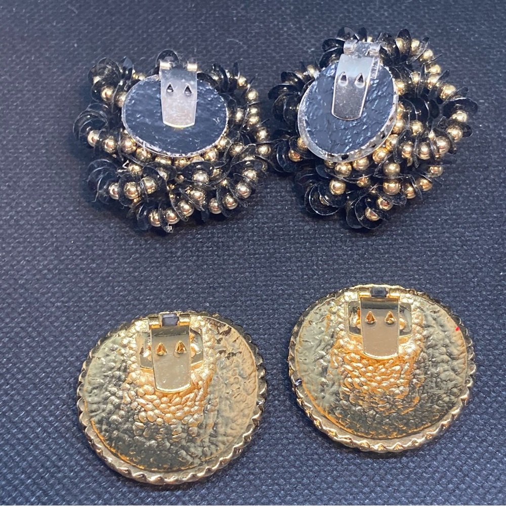 Vintage Black & Gold Shoe Clips 2 Pair - Picture 4 of 9